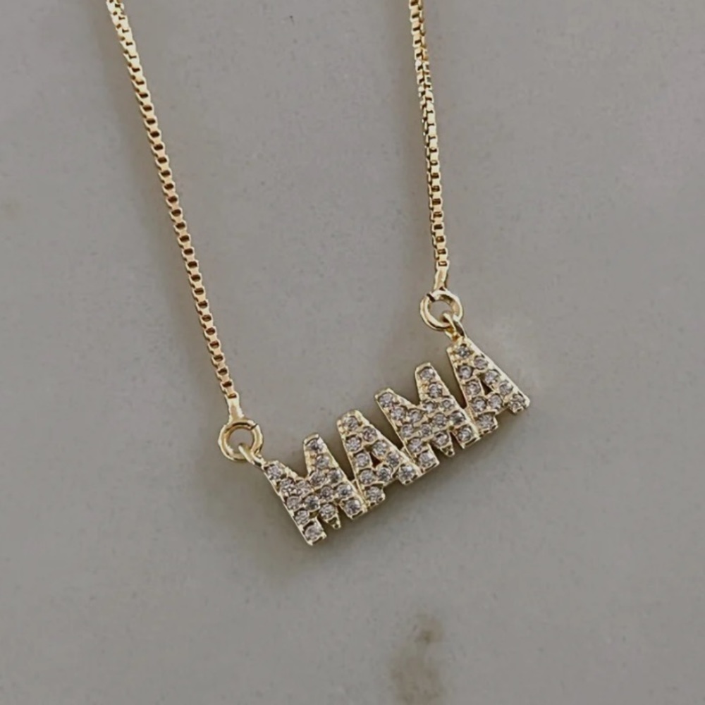 Stainless steel "Mama" necklace (gold)